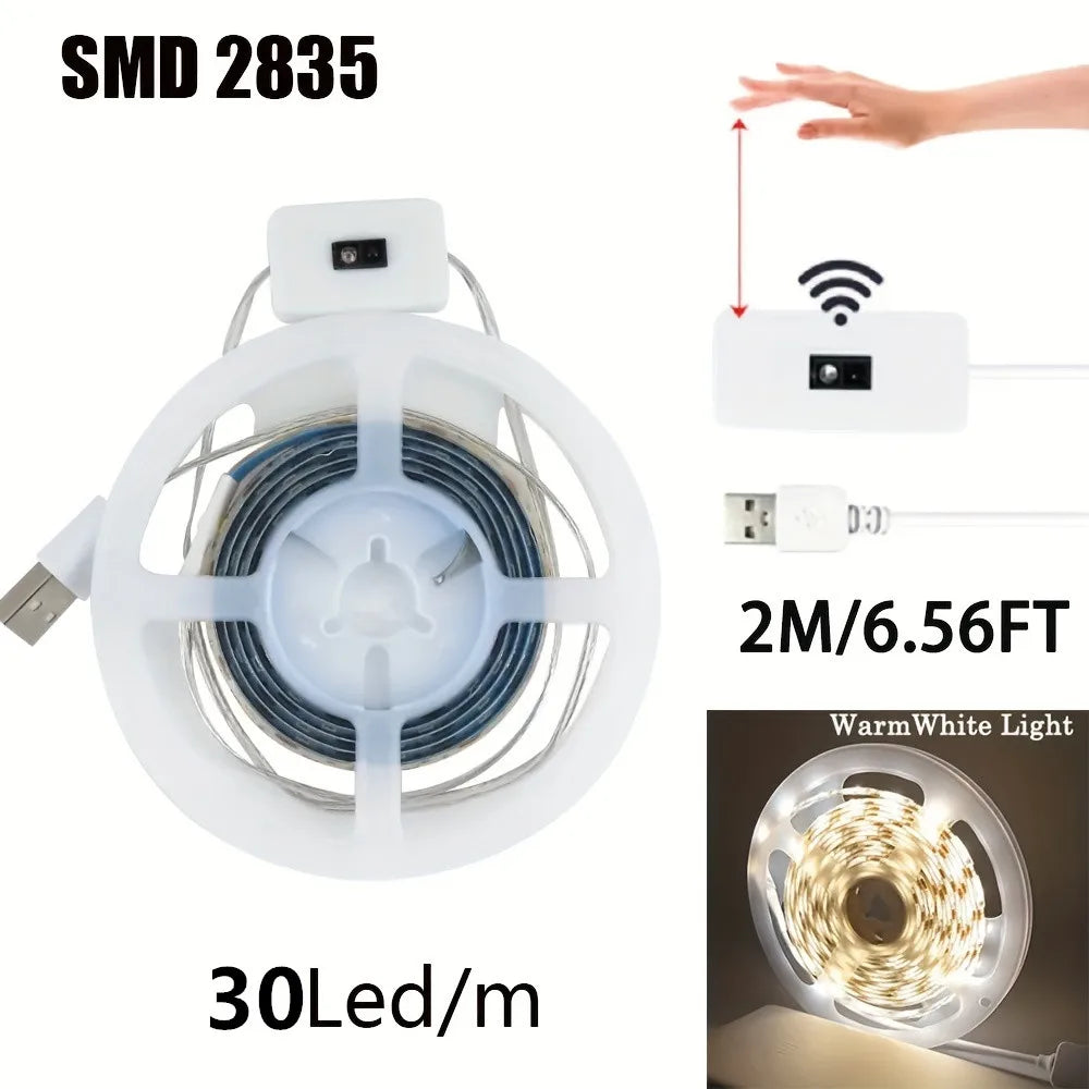 USB LED Strip Light with Motion & Hand Scan Sensor 5V Dimmable Lighting for Closet & Kitchen