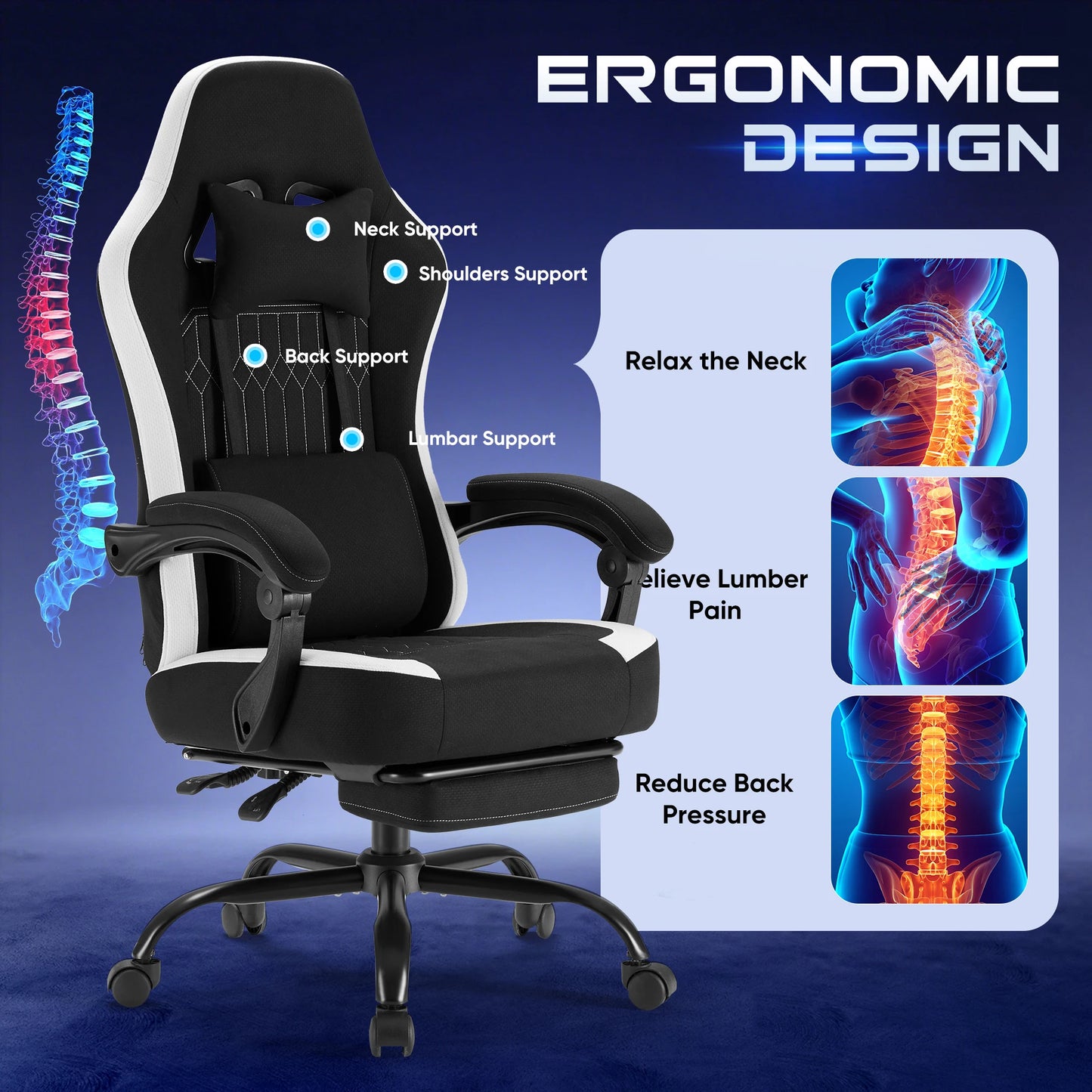 JHK Chair Ergonomic, Swivel & Adjustable for Your Space