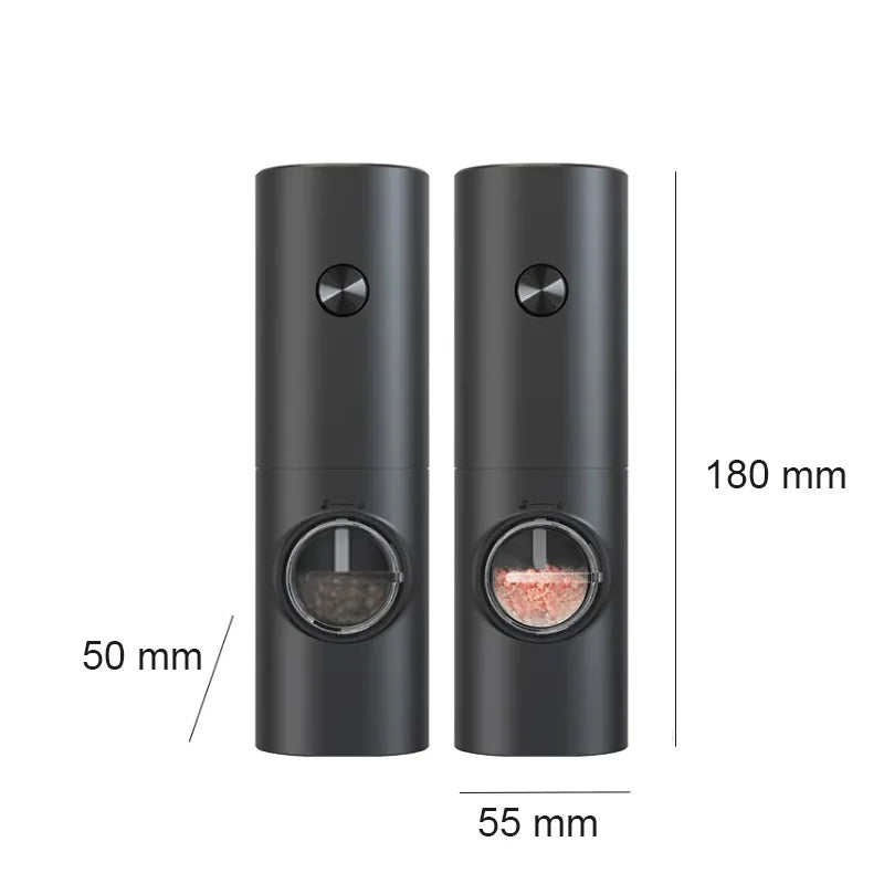 Molinillo Eléctrico de Sal y Pimienta con Luz LED – Set Ajustable Recargable de Cocina