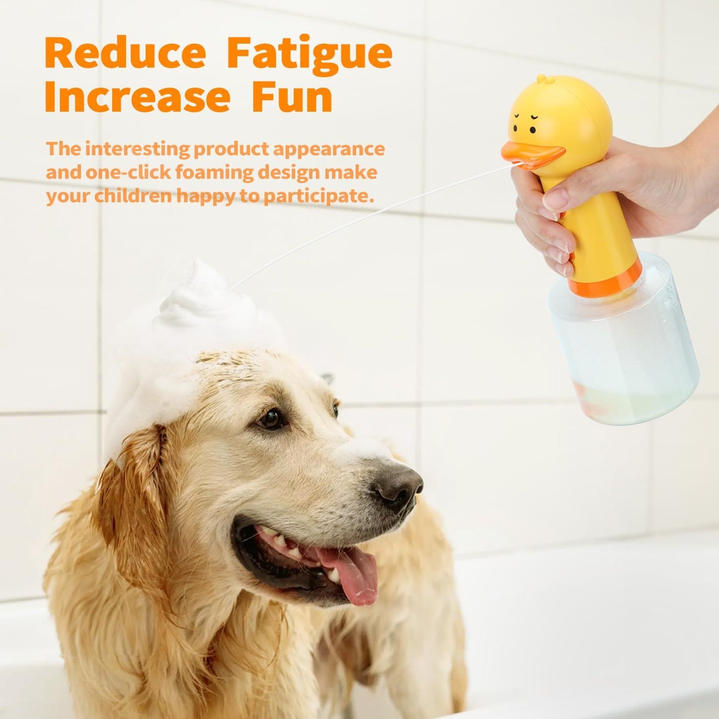 Automatic Foaming Dog Soap Dispenser & Silicone Bath Brush – Easy Pet Grooming